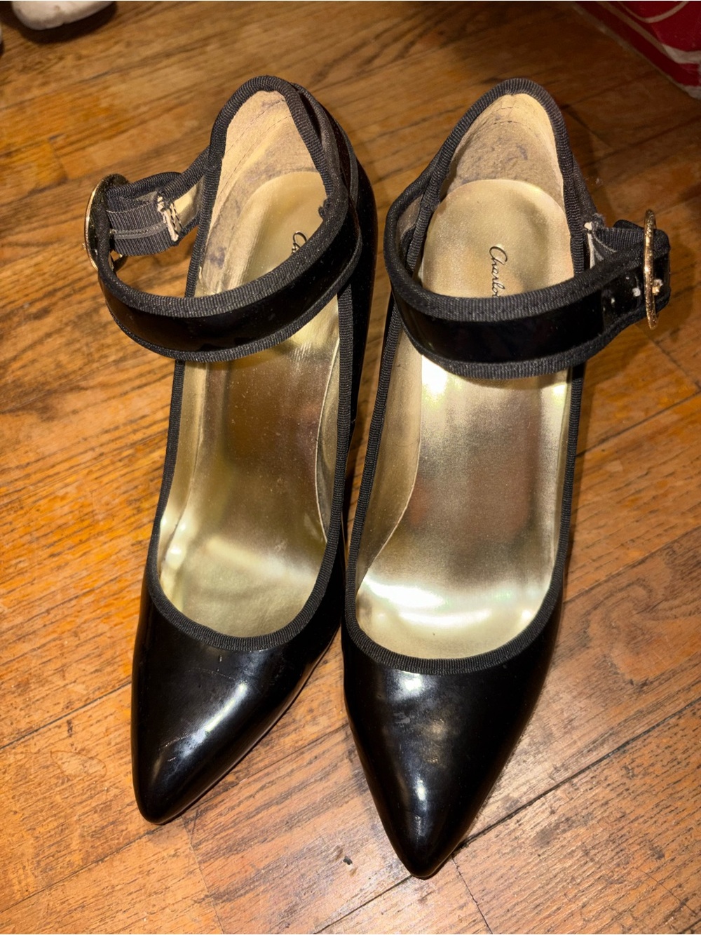 Black Ankle-Strap Pointed Toe Heels